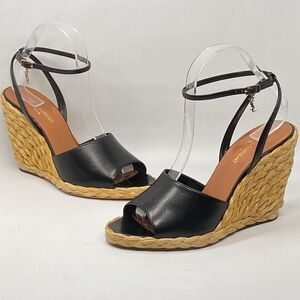 Saint Laurent Paloma 95 leather espadrille wedge sandals size 38